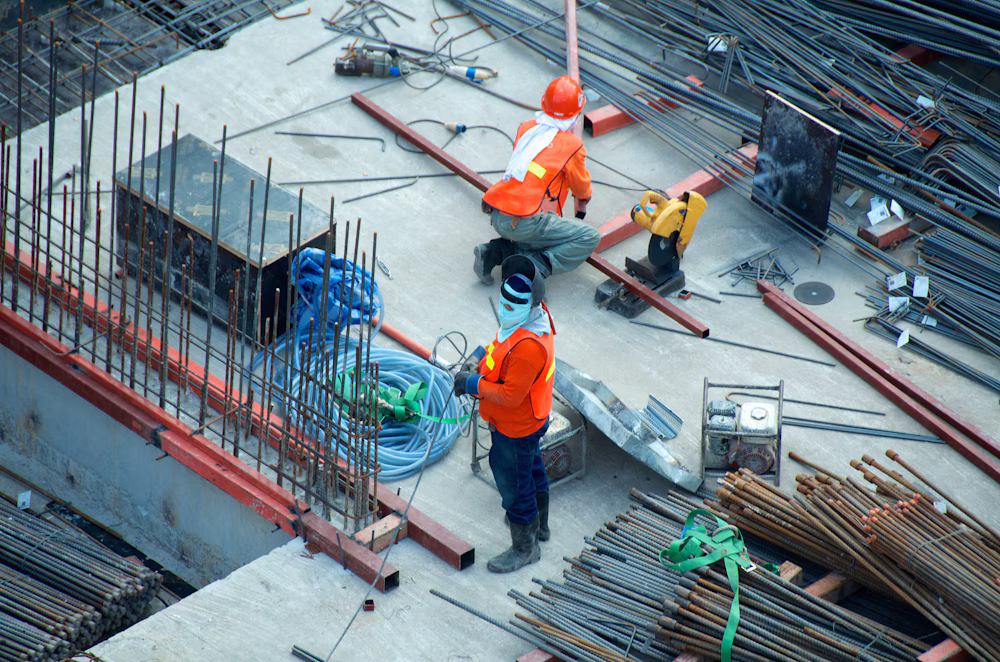 Construction team working at an industrial site